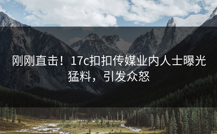 刚刚直击！17c扣扣传媒业内人士曝光猛料，引发众怒