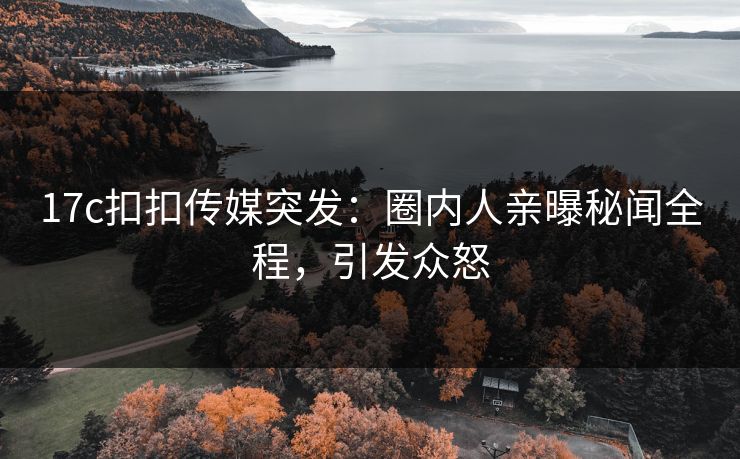 17c扣扣传媒突发：圈内人亲曝秘闻全程，引发众怒