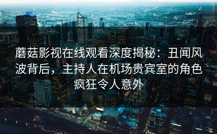 蘑菇影视在线观看深度揭秘：丑闻风波背后，主持人在机场贵宾室的角色疯狂令人意外